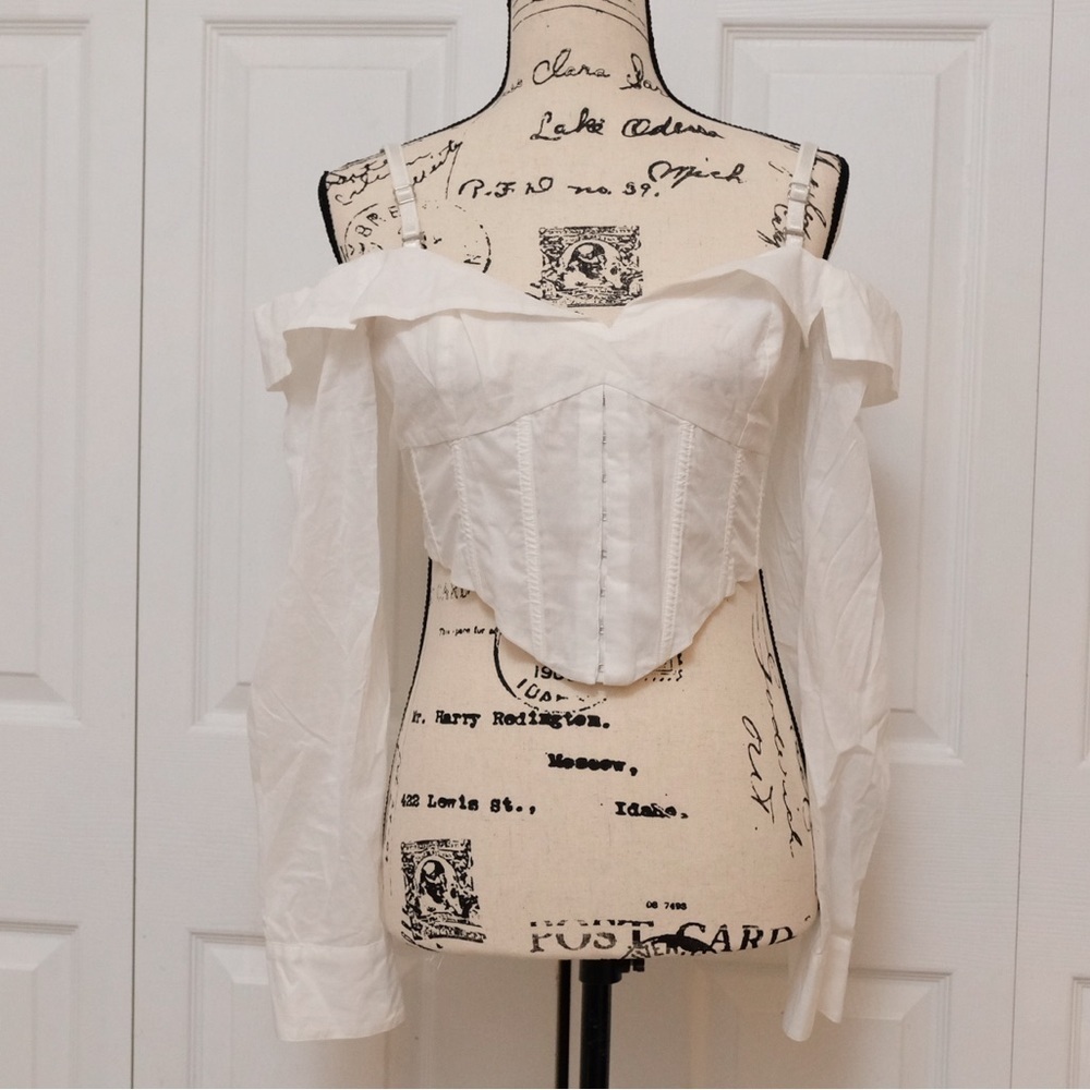 For Love & Lemons White Corset Top Romantic Lace Bustier Bridal Summer Large - Picture 8 of 9